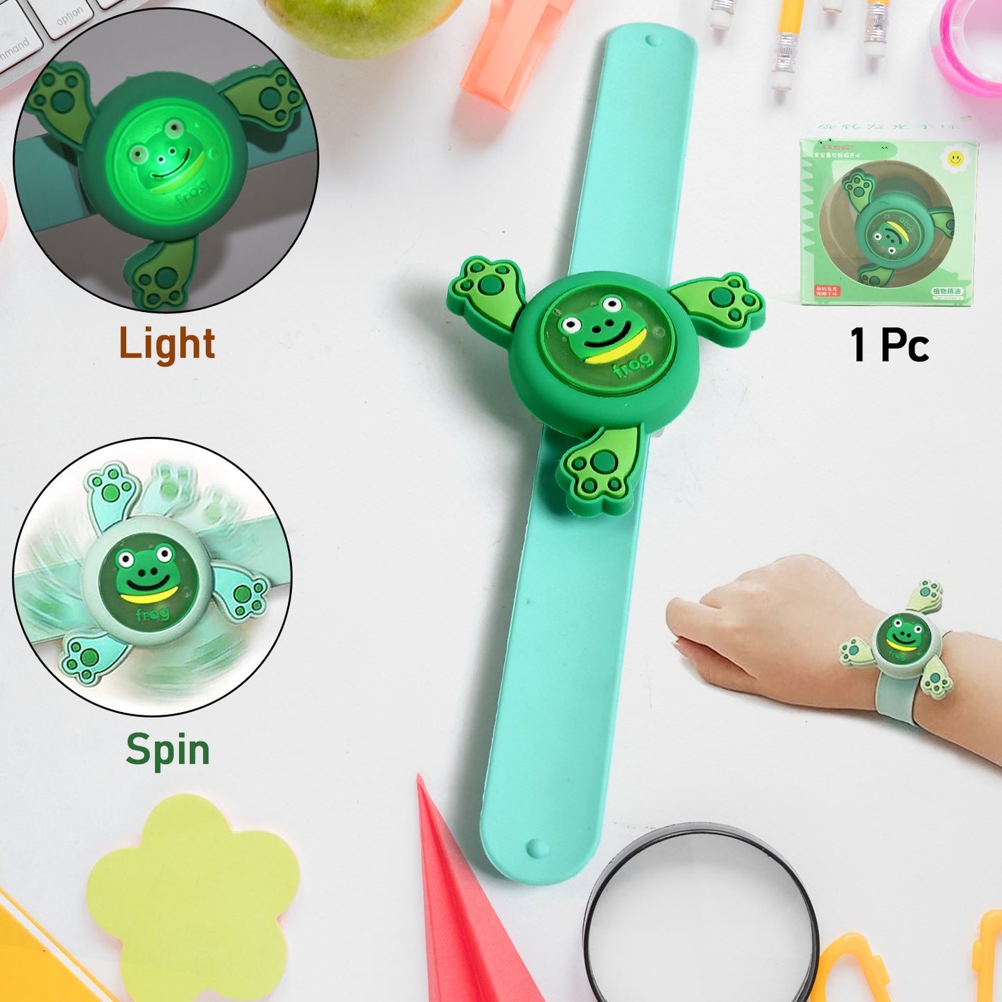 Led Light Spinning Slap Kids Cartoon Bracelet Wrist Band (1 Pc)