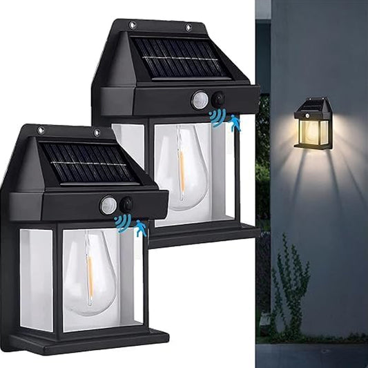9428 Solar Wall Lights Lamp Outdoor Wireless Dusk To Dawn Porch Lights Fixture Solar Wall Lantern With 3 Modes Motion Sensor Waterproof Exterior Lighting With Clear Panel (1 Pc )