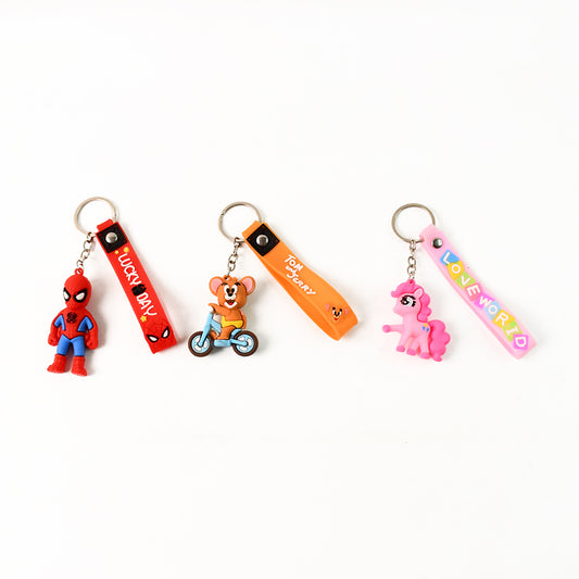 Cute Cartoon Silicone 3d Key Chain With Metal Hook Strap (Pack Of 1)