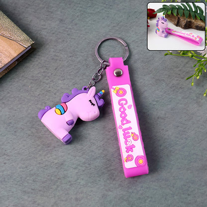 Cute Cartoon Silicone 3d Key Chain With Metal Hook  Strap (Pack Of 1)