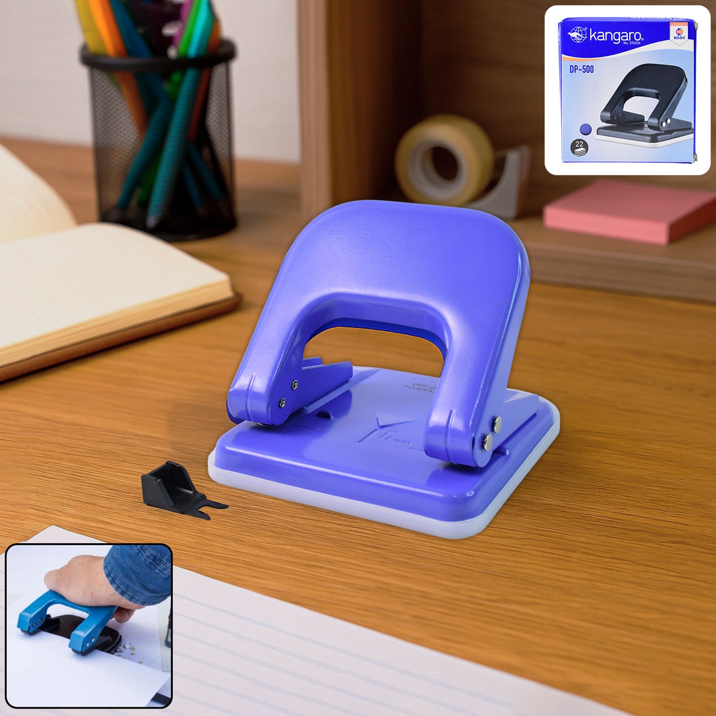 Kangaro Dp-500 Heavy Duty Two-hole Punch Machine With Metal Base