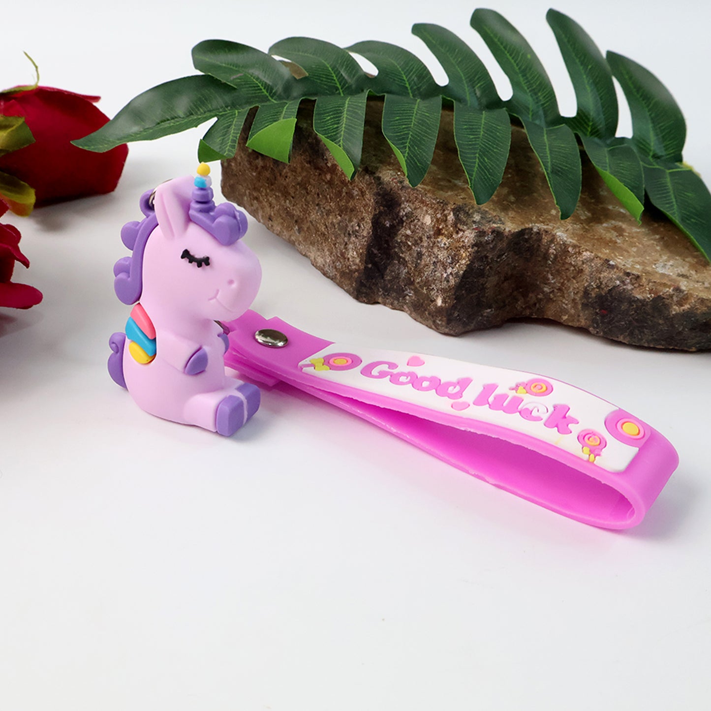 Cute Cartoon Silicone 3d Key Chain With Metal Hook  Strap (Pack Of 1)