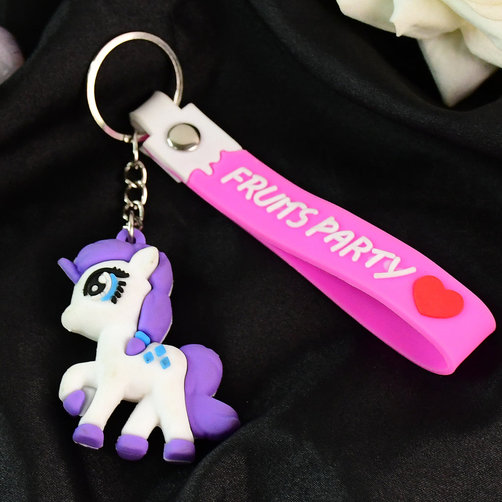 Cute Cartoon Unicorn Keychain With Silicone Strap (1 Pc)