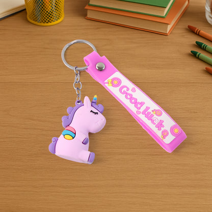 Cute Cartoon Silicone 3d Key Chain With Metal Hook  Strap (Pack Of 1)