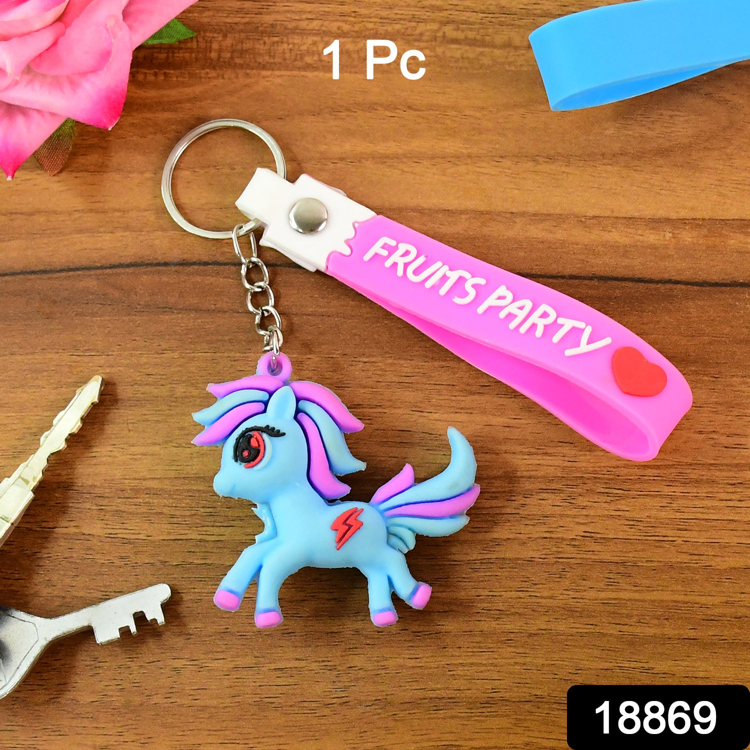 Cute Cartoon Unicorn Keychain With Silicone Strap (1 Pc)