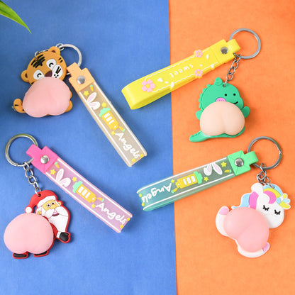 Silicone Keychain With Wrist Strap  Squeeze Toy (1 Pc Mix Design)
