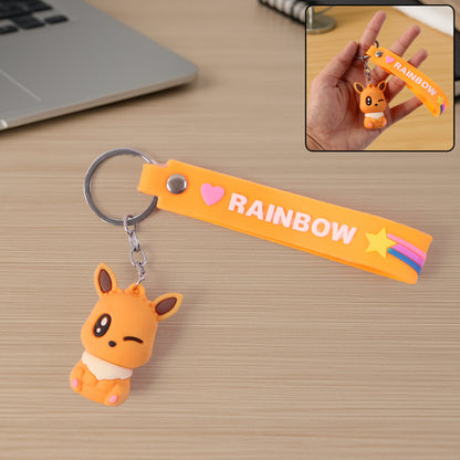 Cute Cartoon Silicone 3d Key Chain With Metal Hook  Strap (Pack Of 1)