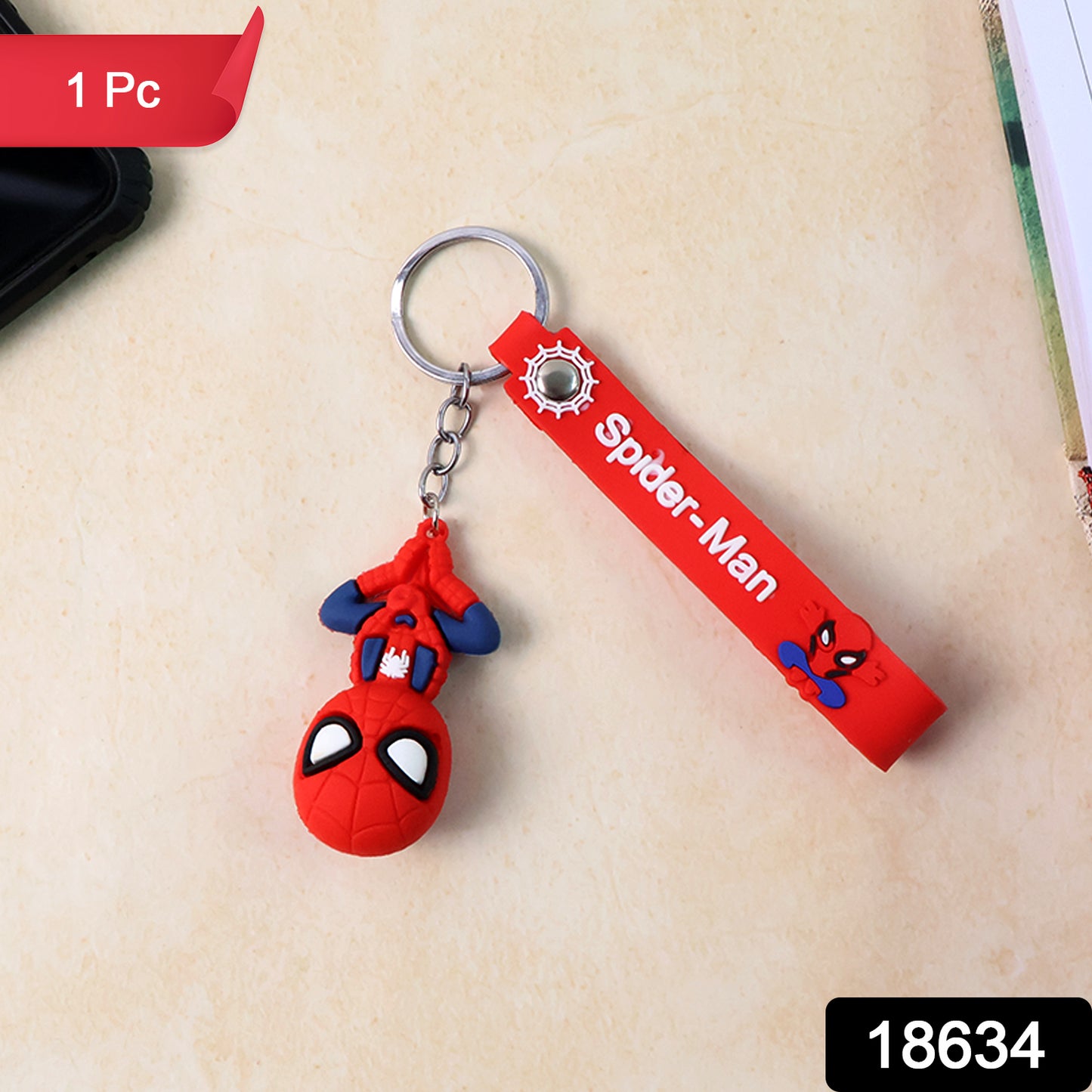 Cute Cartoon Silicone 3d Key Chain With Metal Hook  Strap (Pack Of 1)