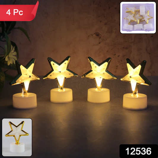 Decorative Star Shaped Flameless Led Candles (4 Pc)