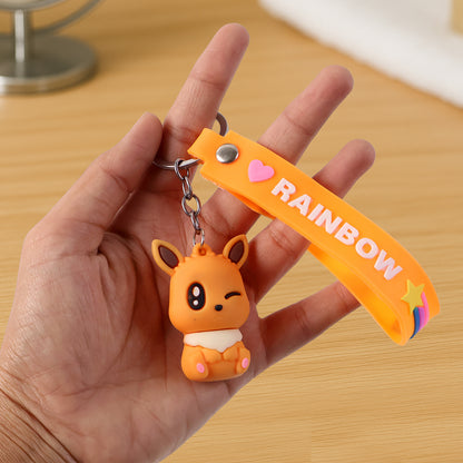 Cute Cartoon Silicone 3d Key Chain With Metal Hook  Strap (Pack Of 1)